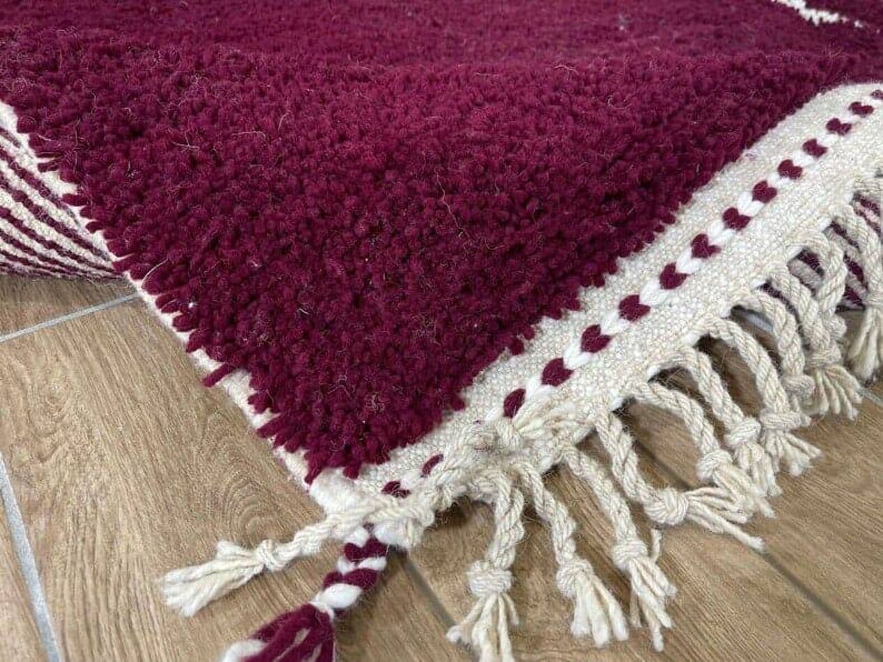 Ręcznie tkany dywan 150x250 cm, wełna, bordowy, Maroko - 208141