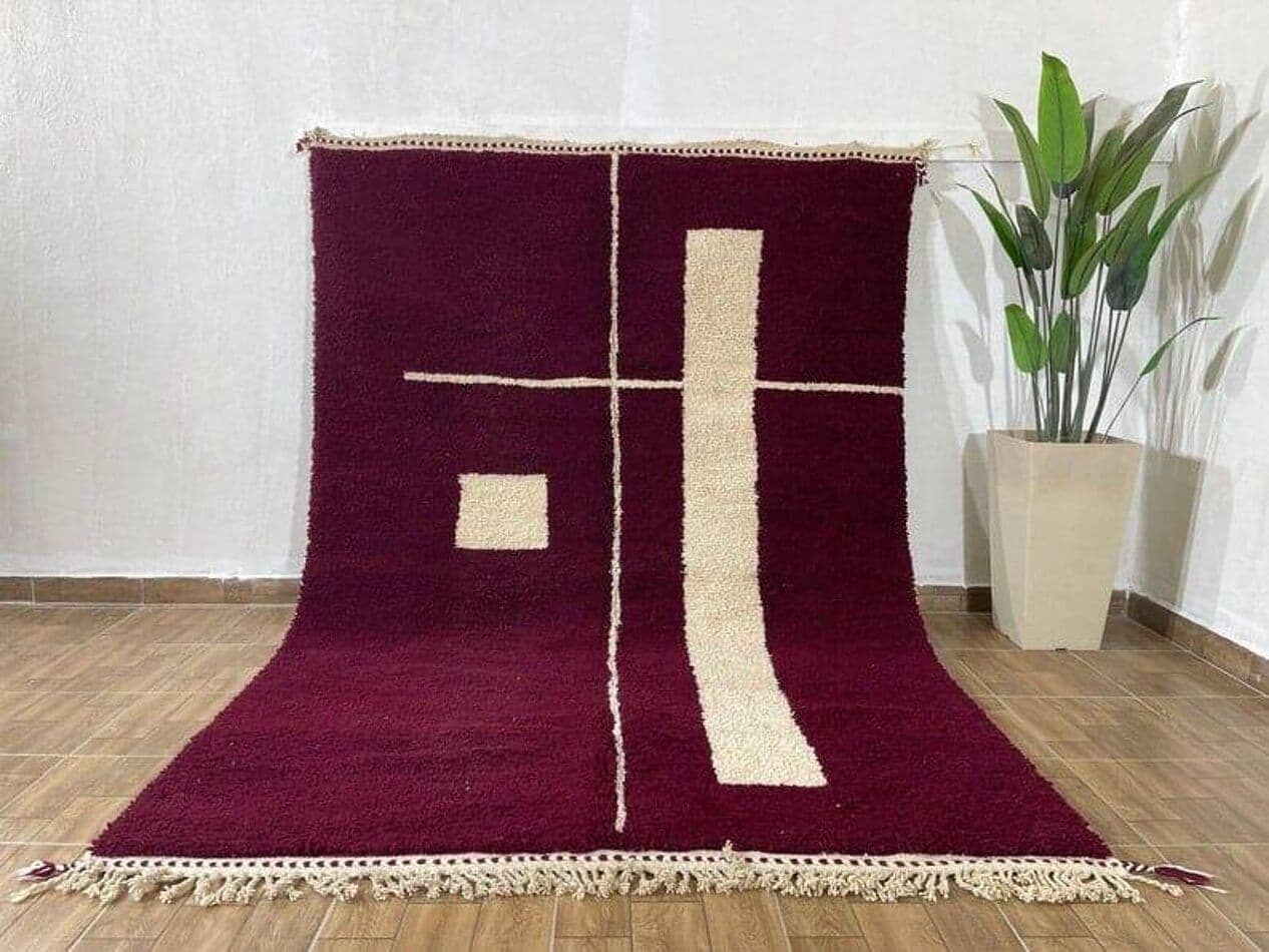 Ręcznie tkany dywan 150x250 cm, wełna, bordowy, Maroko - 208139