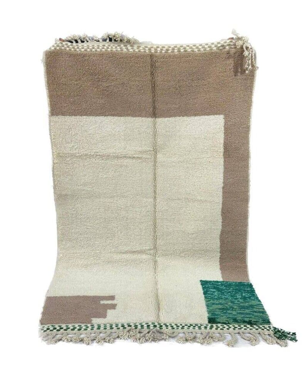 Ręcznie tkany dywan 150x250 cm, wełna, beżowy, zielony, Maroko - 208093