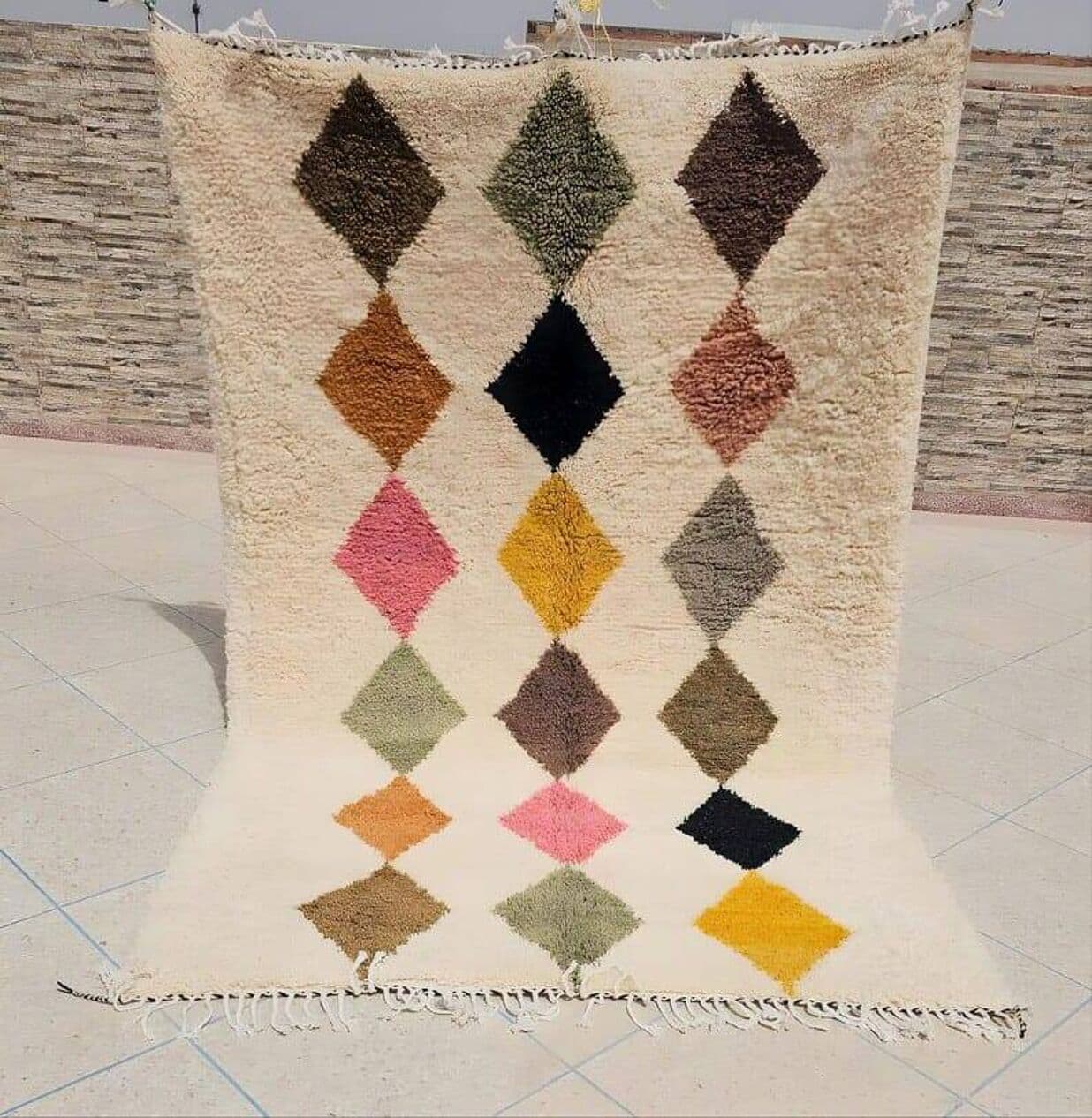 Handwoven rug 150x250 cm, wool, multicolor, Morocco - 208077