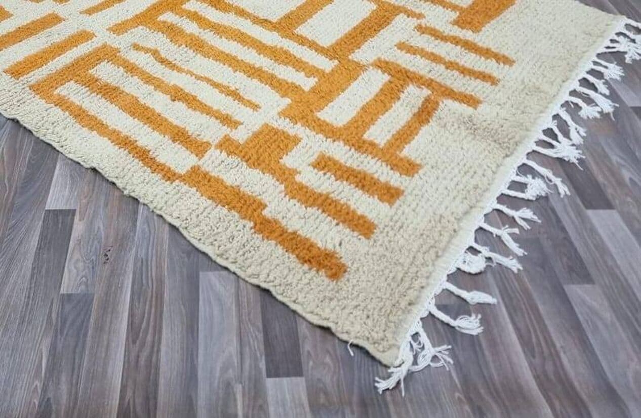 Handwoven rug 150x250 cm, wool, orange, Morocco - 208068