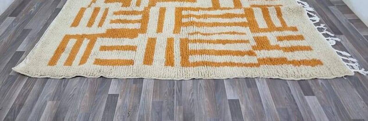 Handwoven rug 150x250 cm, wool, orange, Morocco - 208067