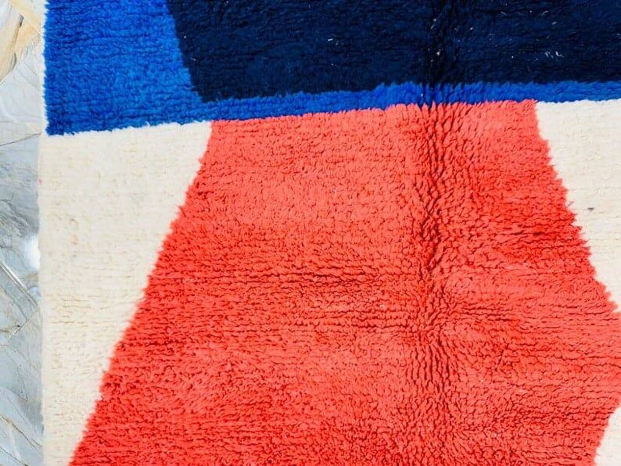 Handwoven rug 150x250 cm, wool, navy blue, red, cream, Morocco - 208039
