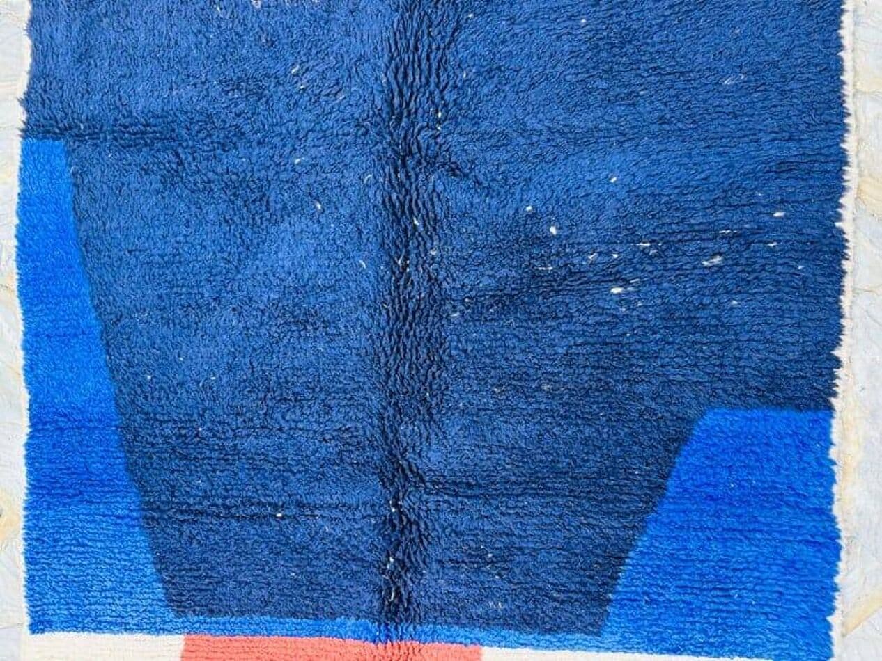 Handwoven rug 150x250 cm, wool, navy blue, red, cream, Morocco - 208041