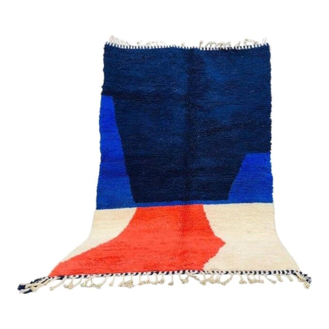 Handwoven rug 150x250 cm, wool, navy blue, red, cream, Morocco - DIMENSION