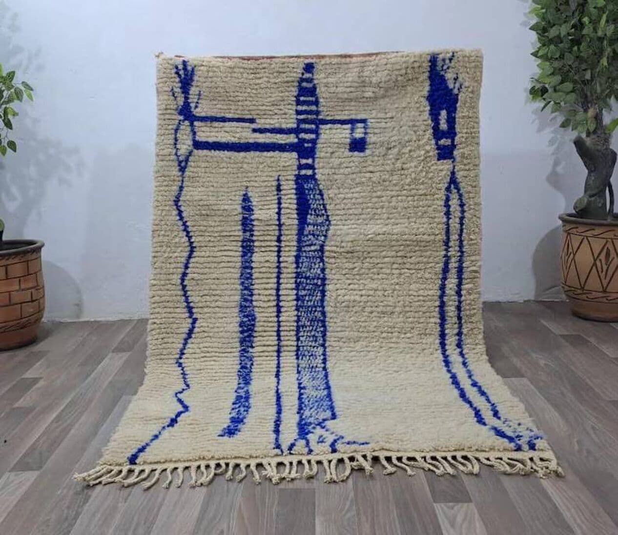 Ręcznie tkany dywan 150x250 cm, wełna, niebieski, Maroko - 208032