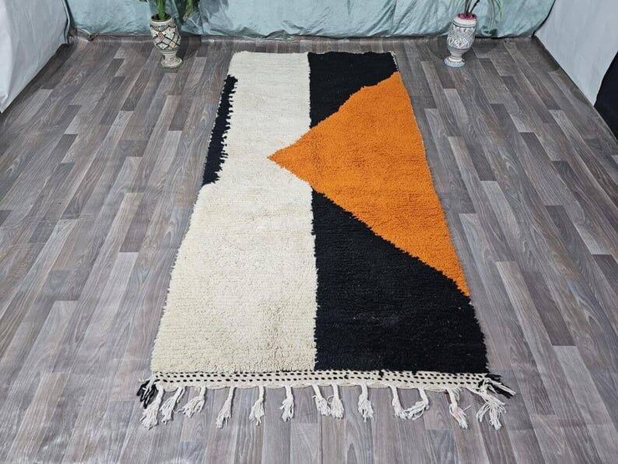 Handwoven rug 100x200 cm, wool, multicolour, Morocco - 208021