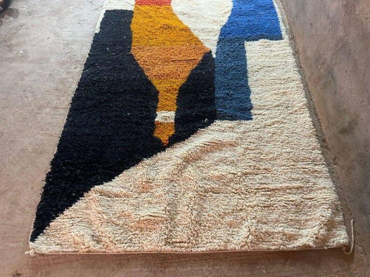 Handwoven rug 100x200 cm, wool, multicolour, Morocco - 208012