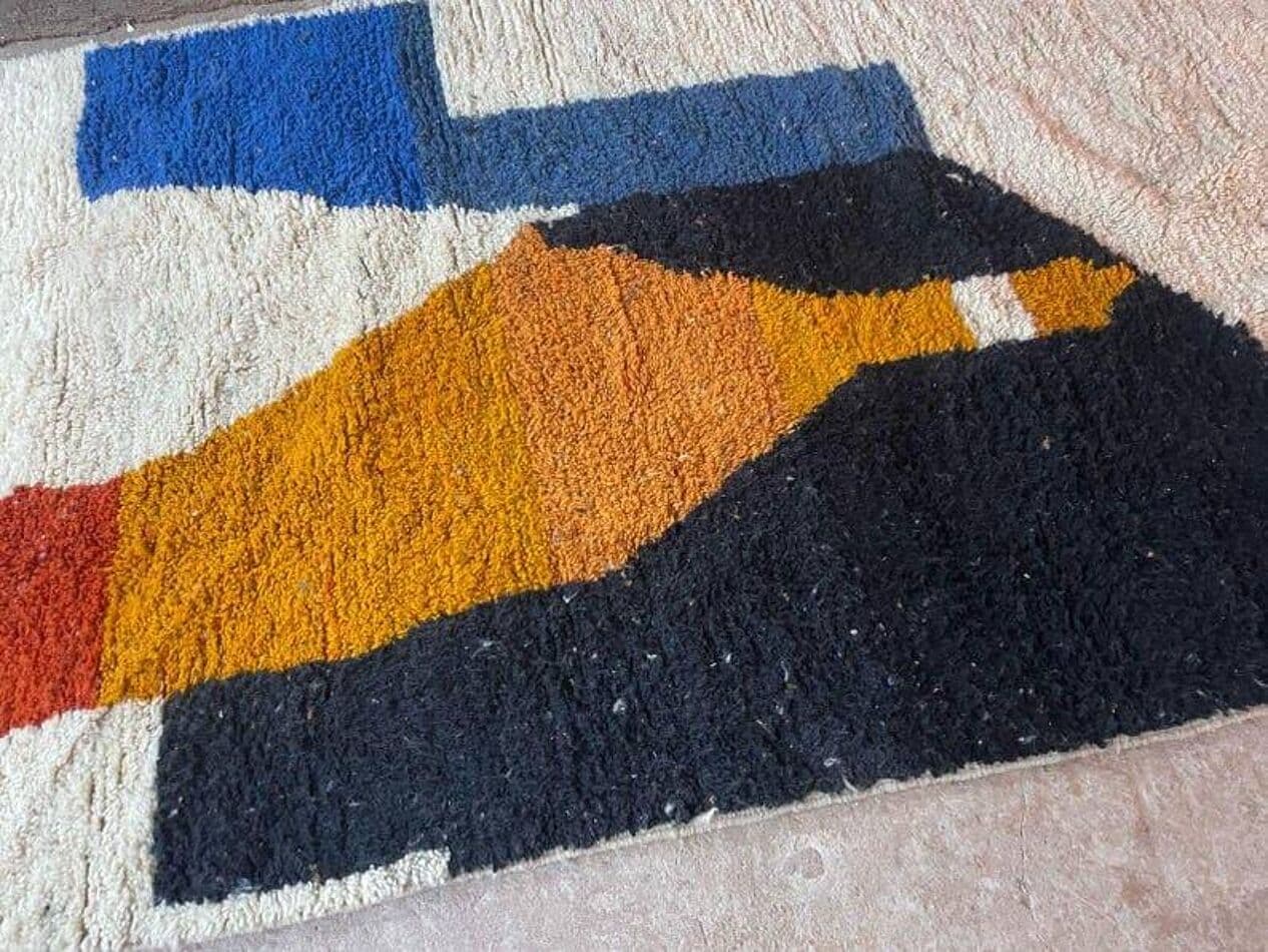 Handwoven rug 100x200 cm, wool, multicolour, Morocco - 208014