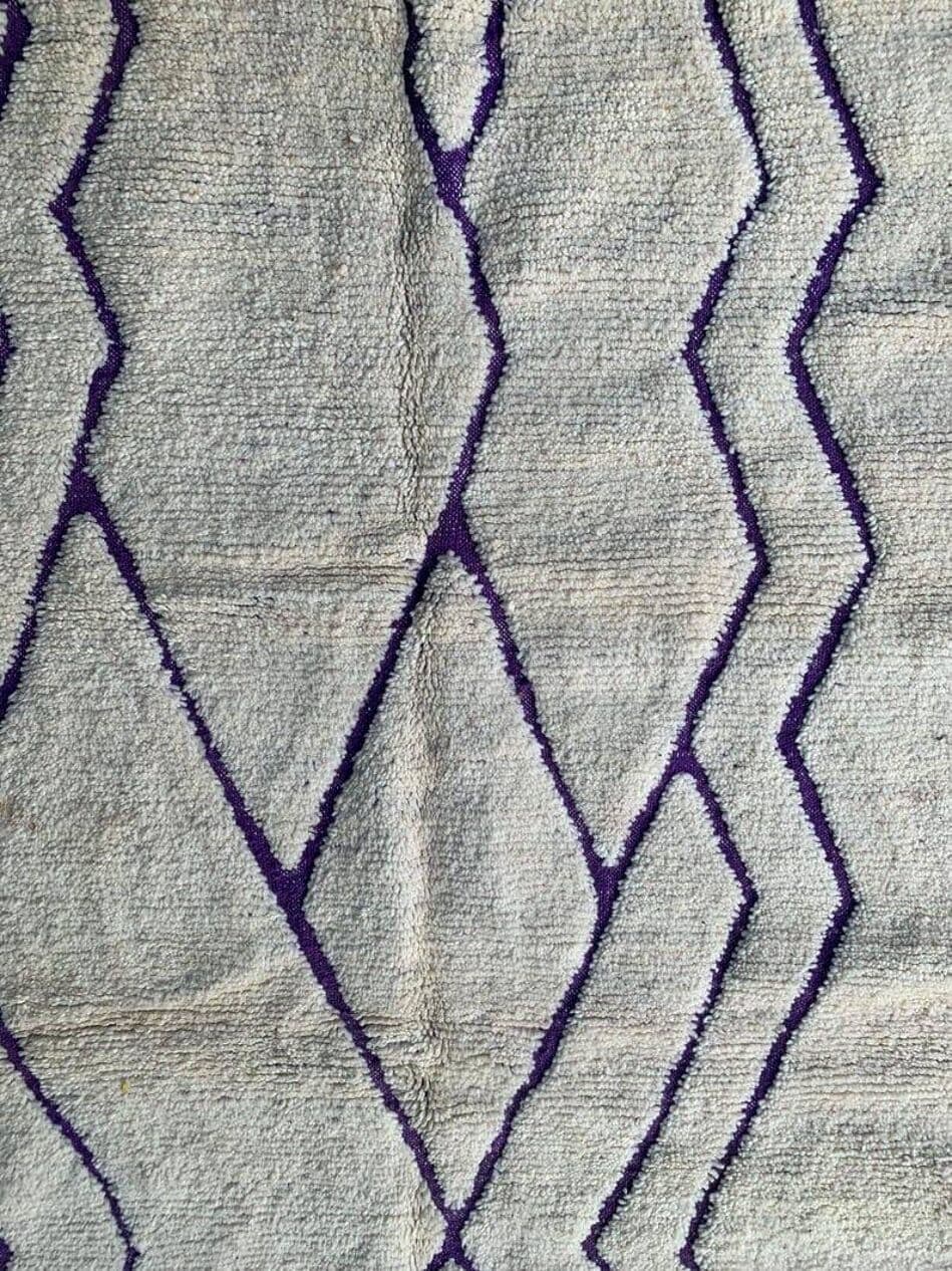 Handwoven rug 140x260 cm, wool, white, Morocco - 208008