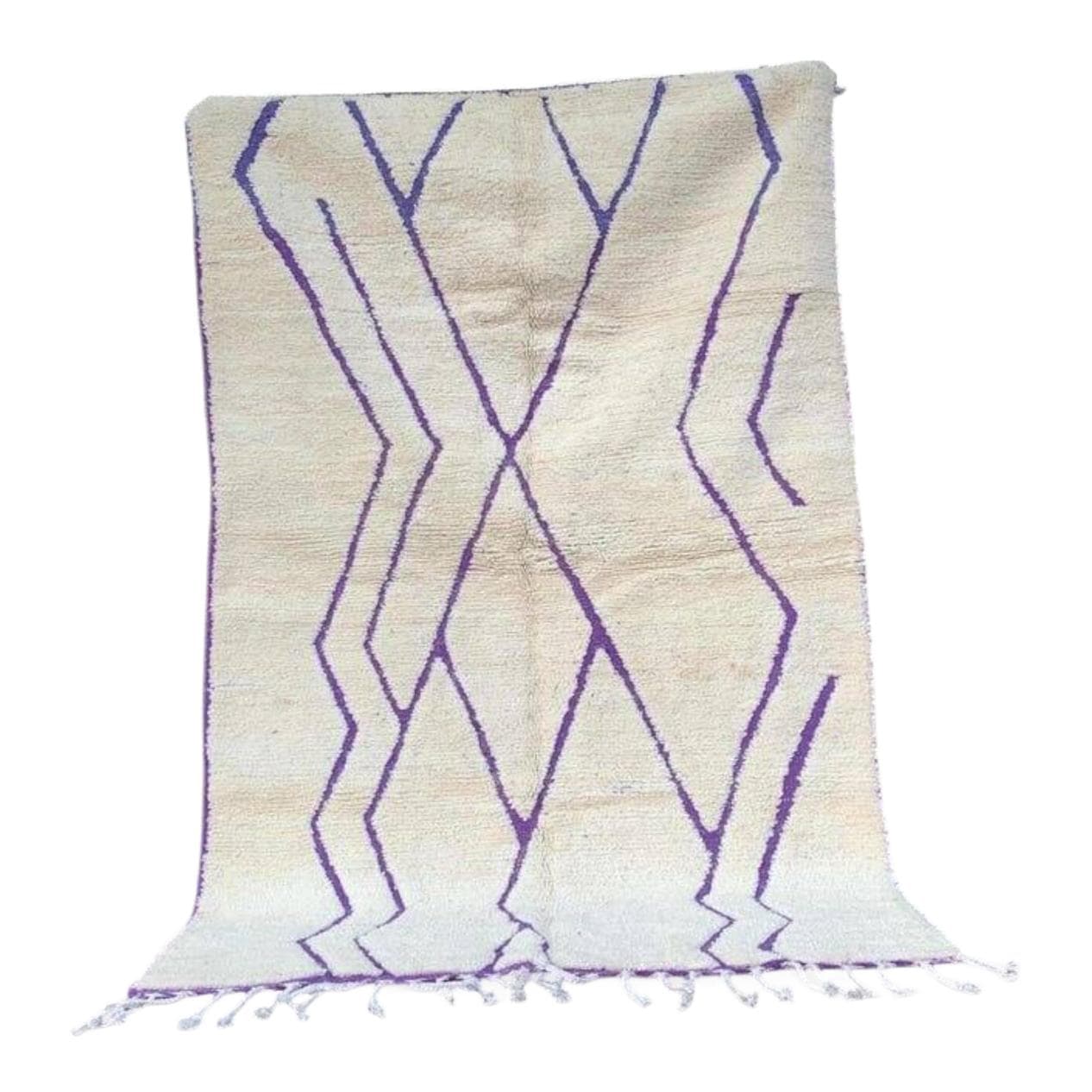 Handwoven rug 140x260 cm, wool, white, Morocco