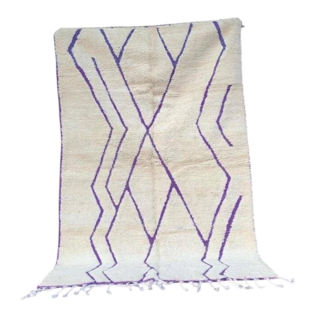 Handwoven rug 140x260 cm, wool, white, Morocco - DIMENSION