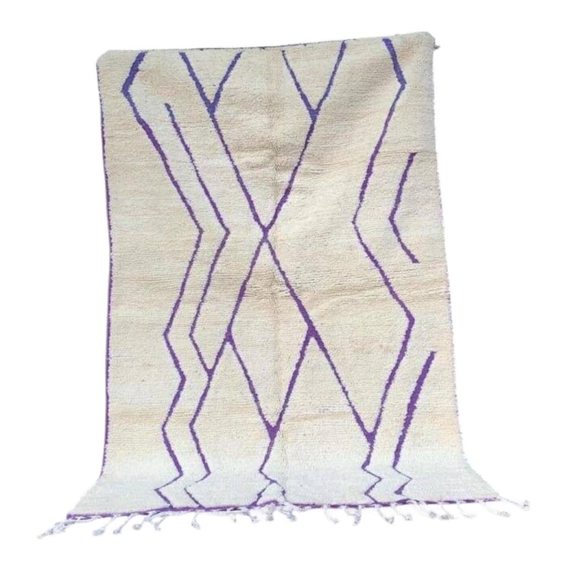 Handwoven rug 140x260 cm, wool, white, Morocco