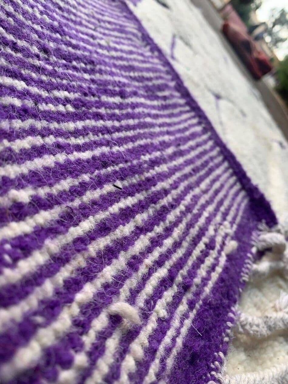 Handwoven rug 140x260 cm, wool, white, Morocco - 208006