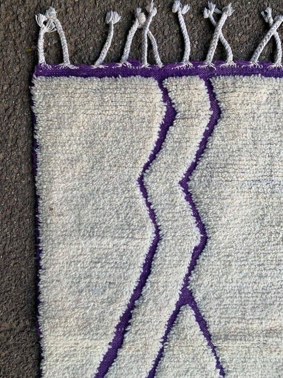 Handwoven rug 140x260 cm, wool, white, Morocco - 208004