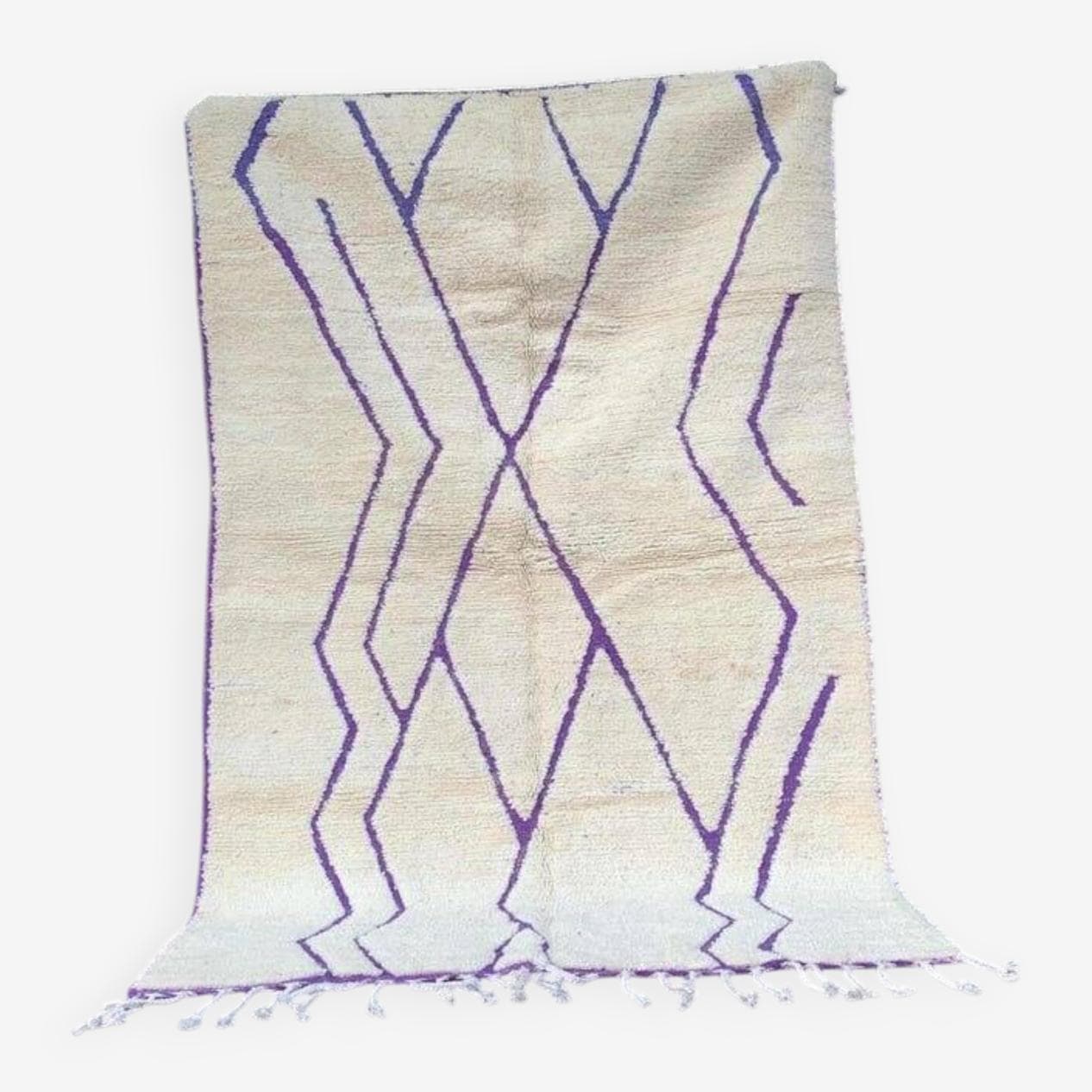 Handwoven rug 140x260 cm, wool, white, Morocco - 208003