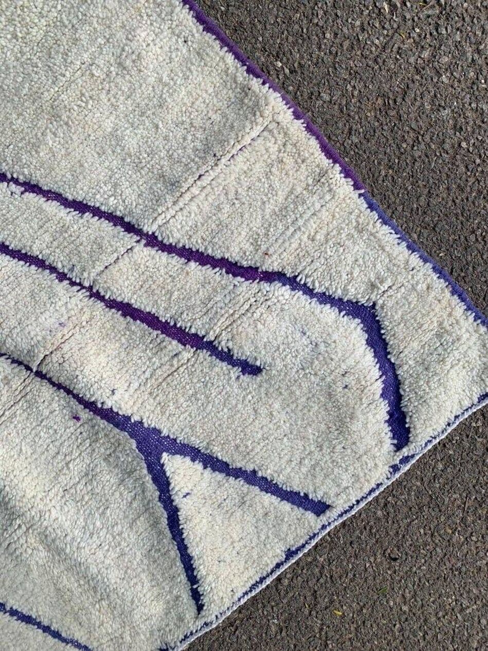 Handwoven rug 140x260 cm, wool, white, Morocco - 208009