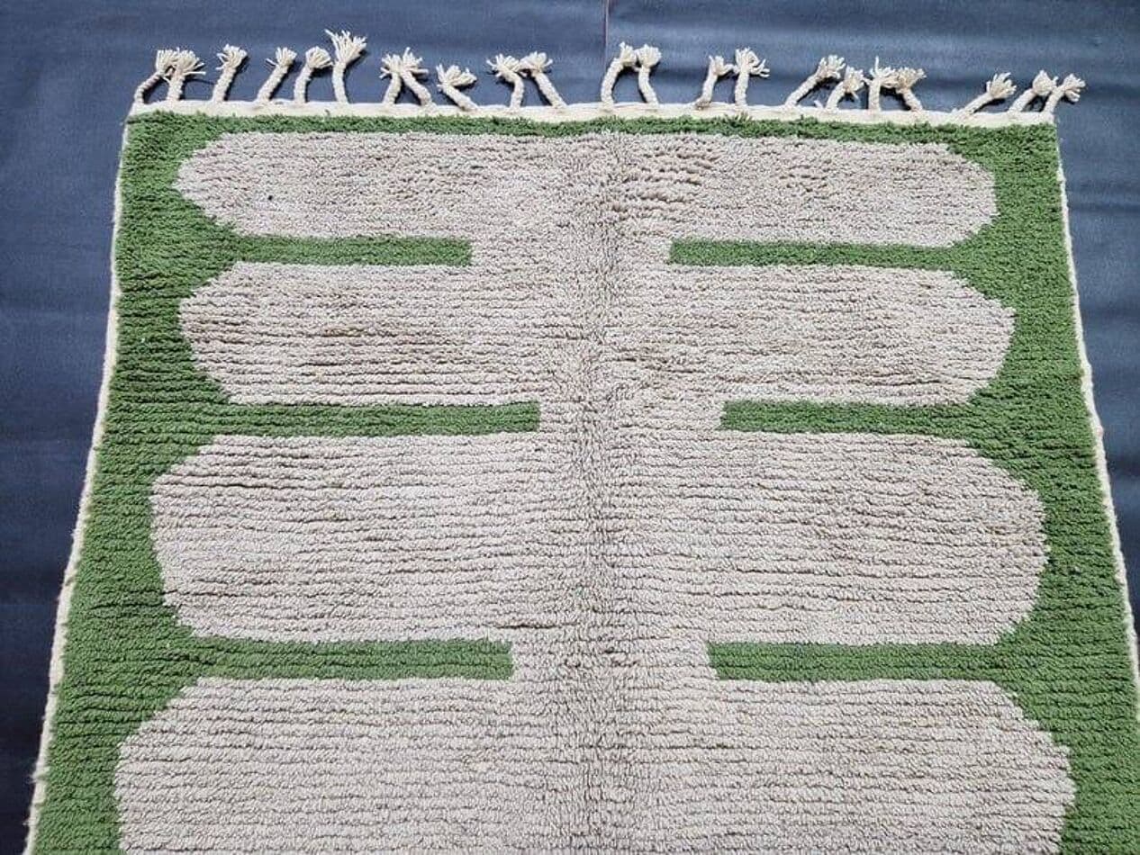 Handwoven rug 145x255 cm, wool, green, Morocco - 207992