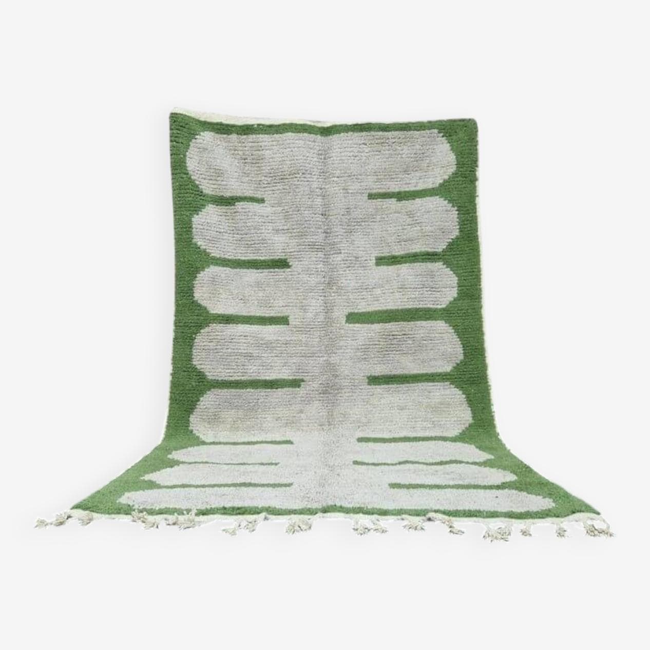 Handwoven rug 145x255 cm, wool, green, Morocco - 207989