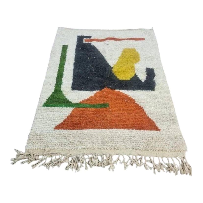 Hand-woven rug 140x260 cm, wool, multicolour, Morocco