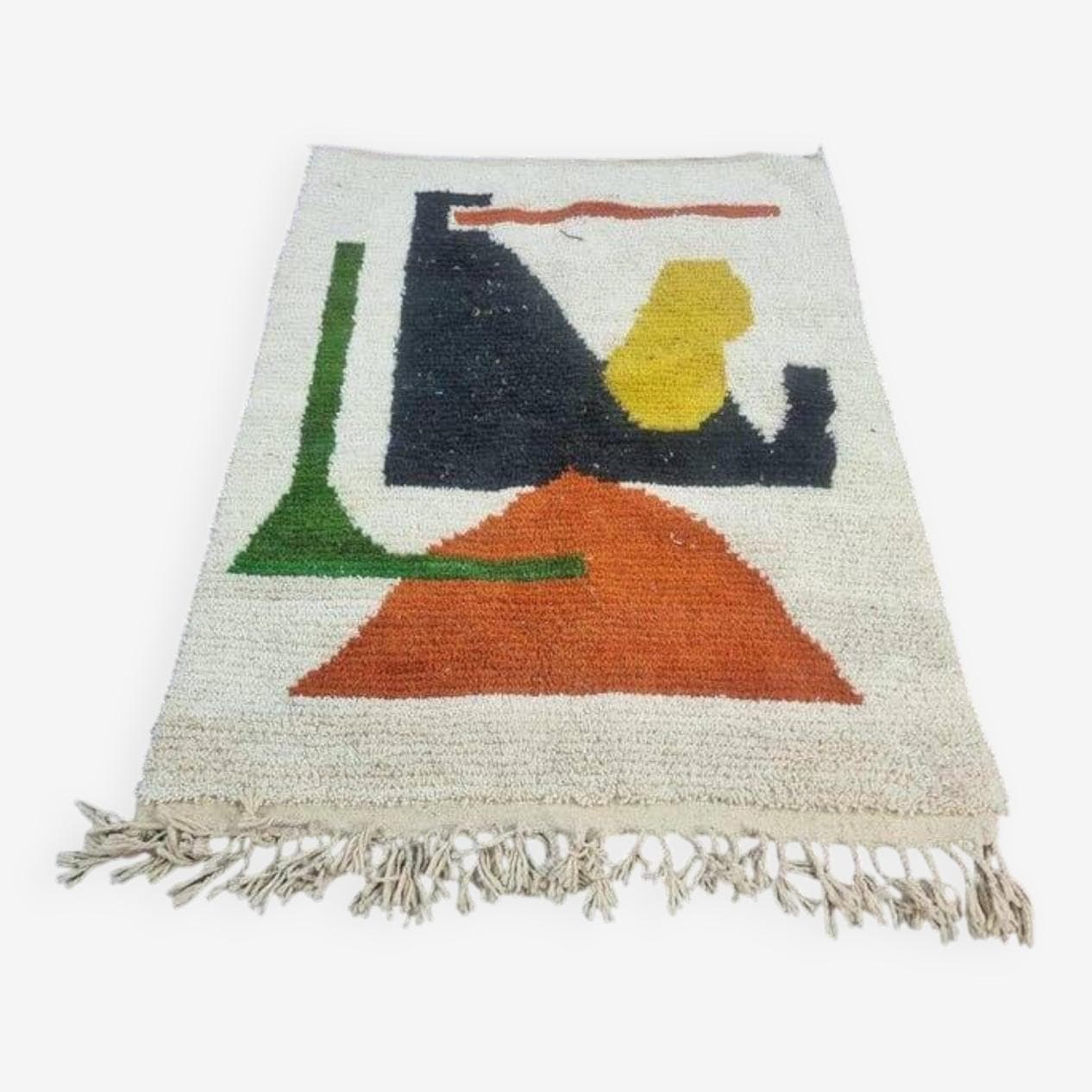 Hand-woven rug 140x260 cm, wool, multicolour, Morocco - 207975