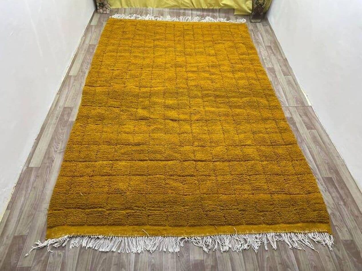 Handwoven rug 150x250 cm, wool, yellow, Morocco - 207967
