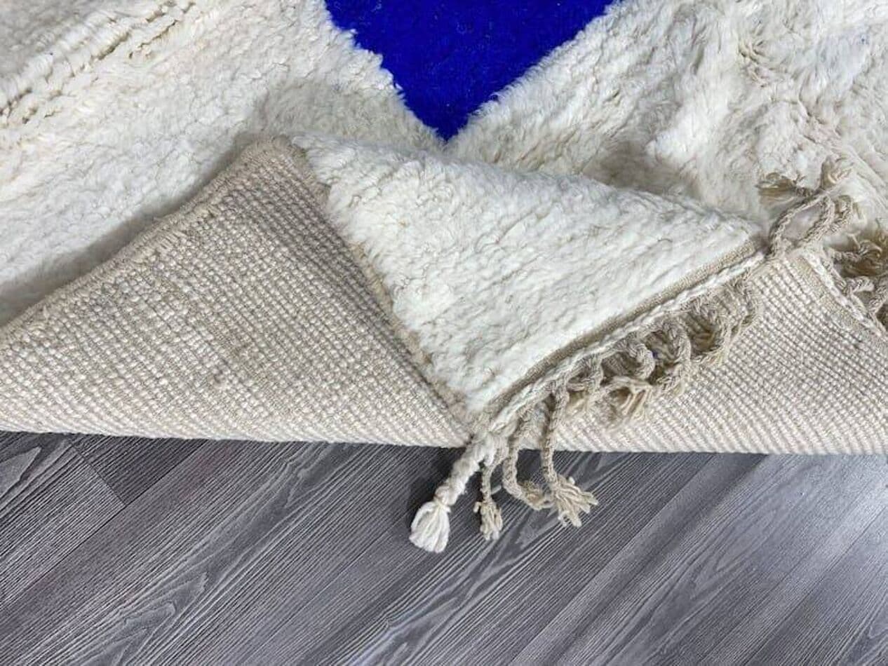 Handwoven rug 150x250 cm, wool, ivory, blue, black, green, turquoise, Morocco - 207950