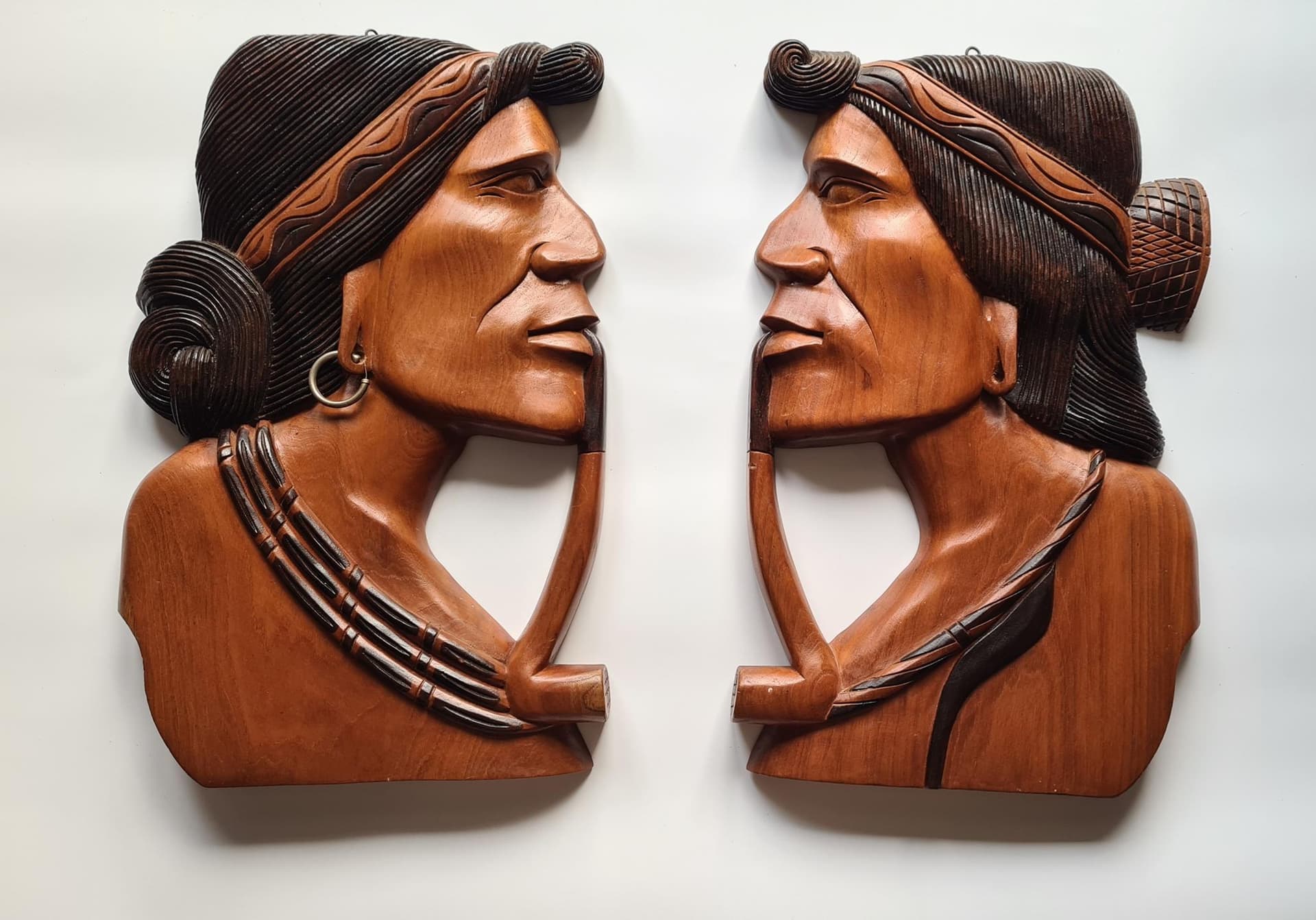 Duże rzeźby ścienne z lat 70. XX wieku, zestaw 2 sztuk., zestaw 2 sztuk - 207472