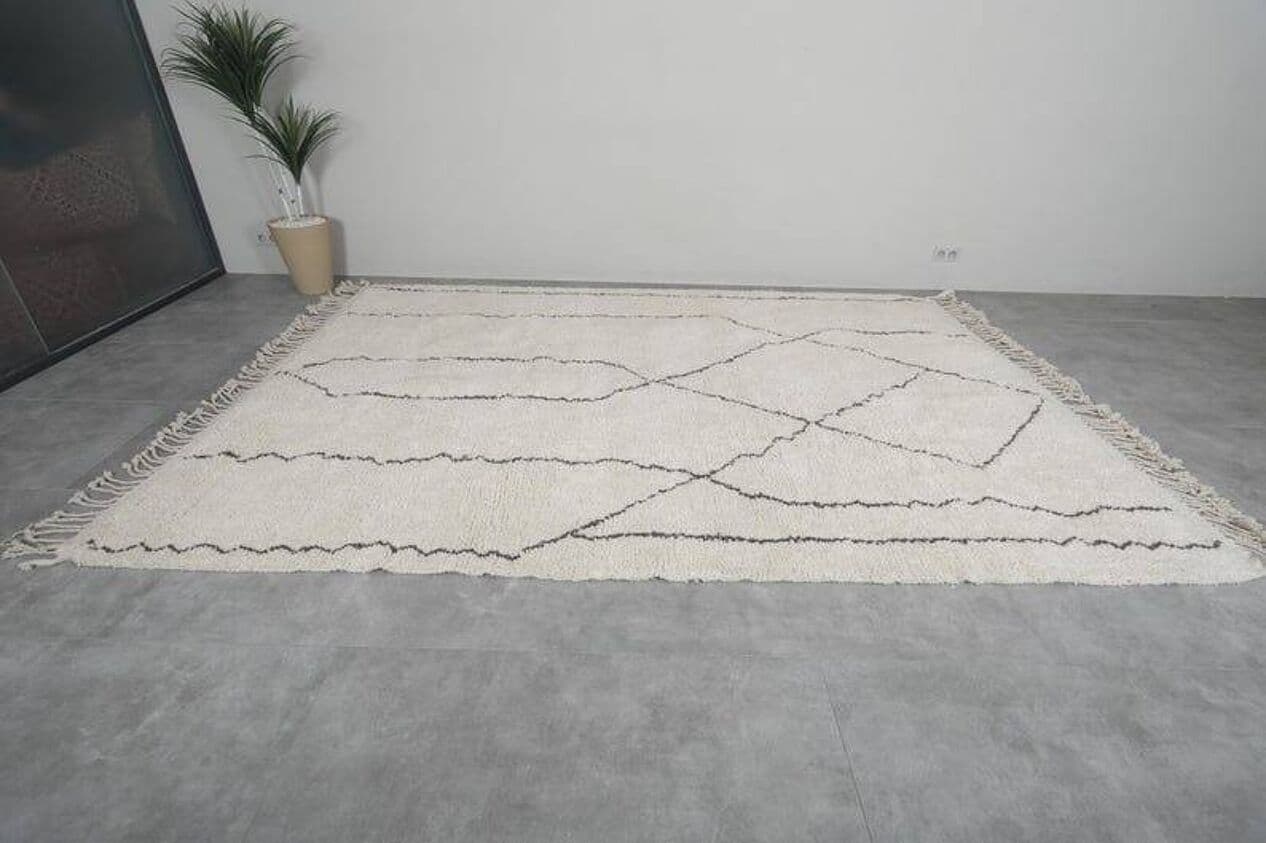 Handwoven rug 150x250 cm, wool, white, Morocco - 207935