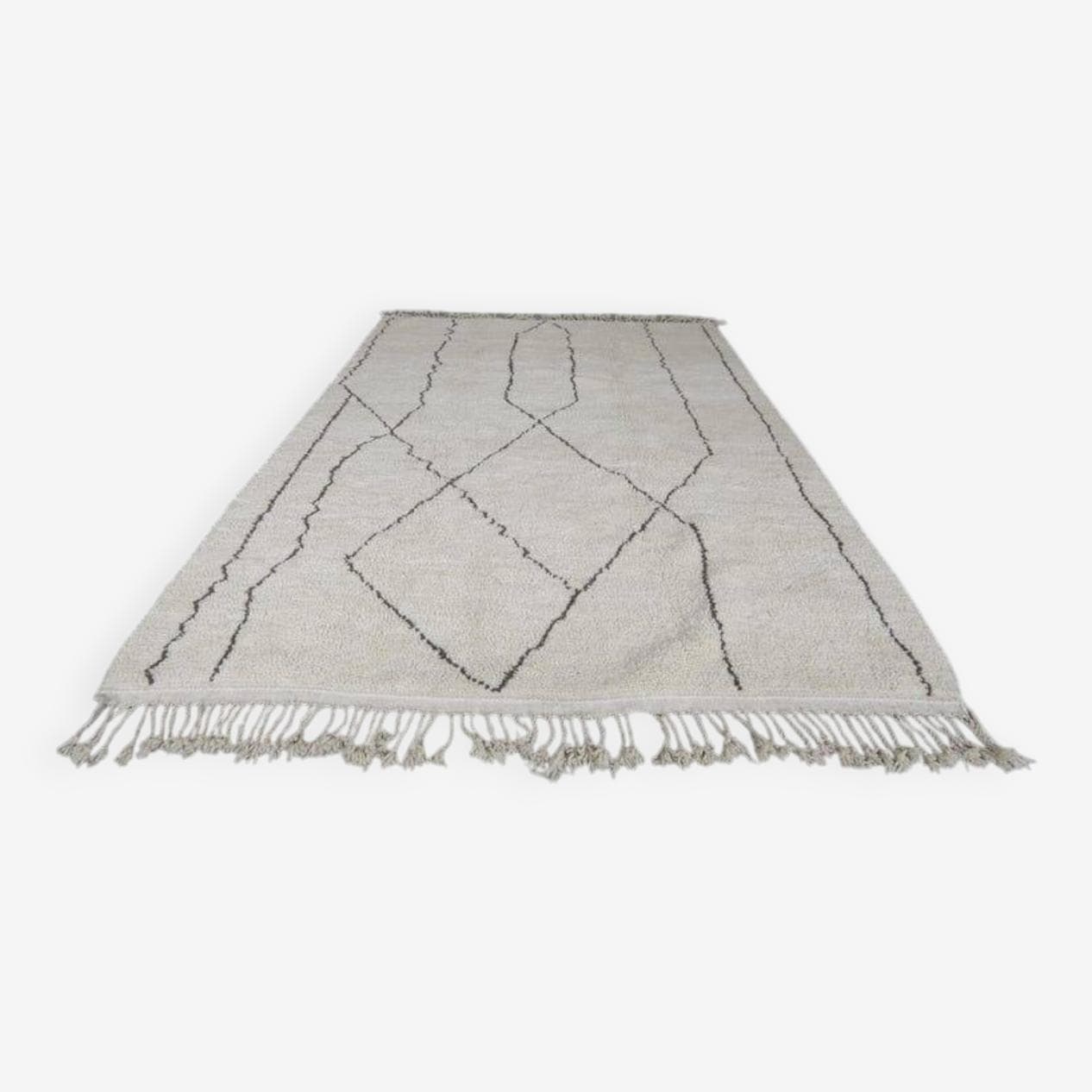 Handwoven rug 150x250 cm, wool, white, Morocco - 207933