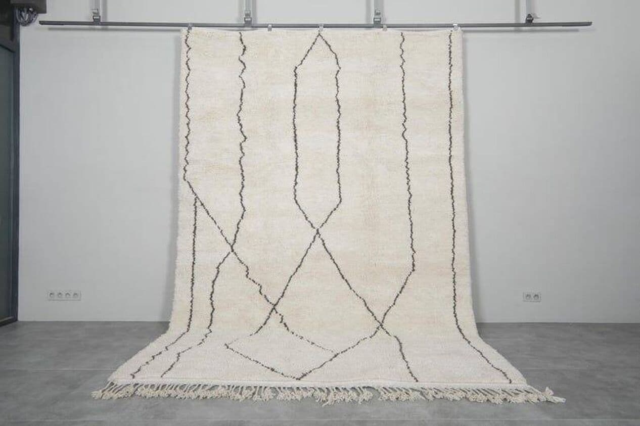 Handwoven rug 150x250 cm, wool, white, Morocco - 207936