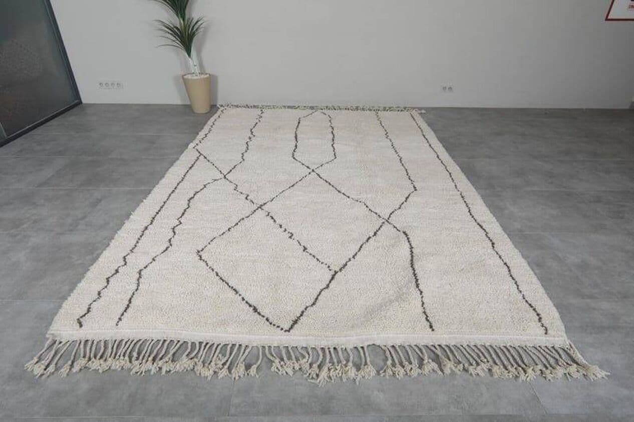 Handwoven rug 150x250 cm, wool, white, Morocco - 207937