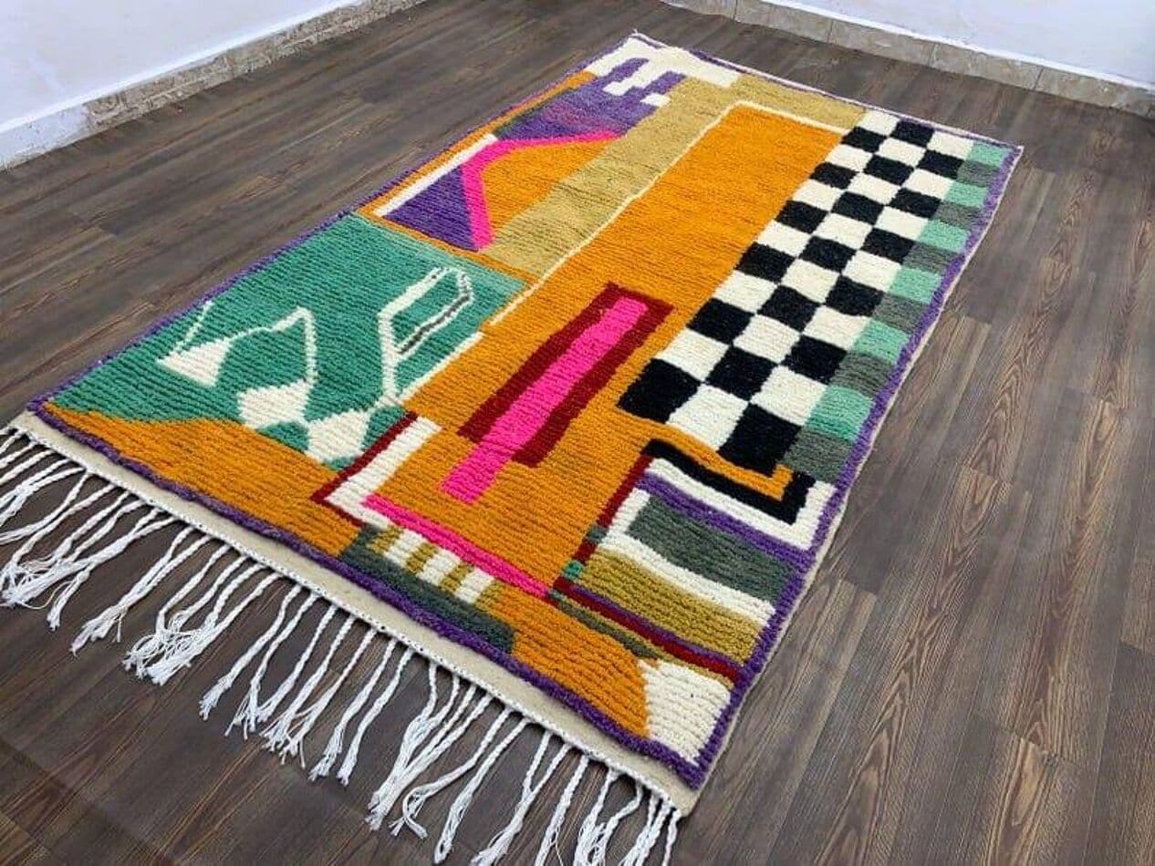 Ręcznie tkany dywan 150x250 cm, wełna, multikolor, Maroko - 207854