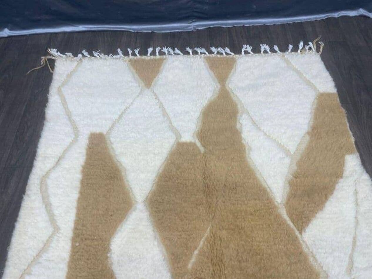 Ręcznie tkany dywan 140x260 cm, wełna, beżowy, Maroko - 207827