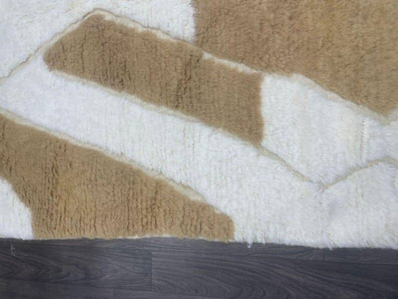 Ręcznie tkany dywan 140x260 cm, wełna, beżowy, Maroko - 207826