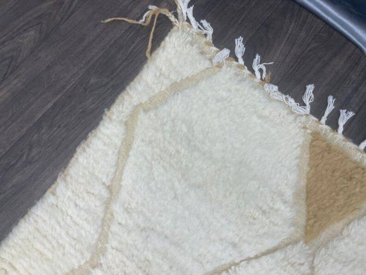 Ręcznie tkany dywan 140x260 cm, wełna, beżowy, Maroko - 207825