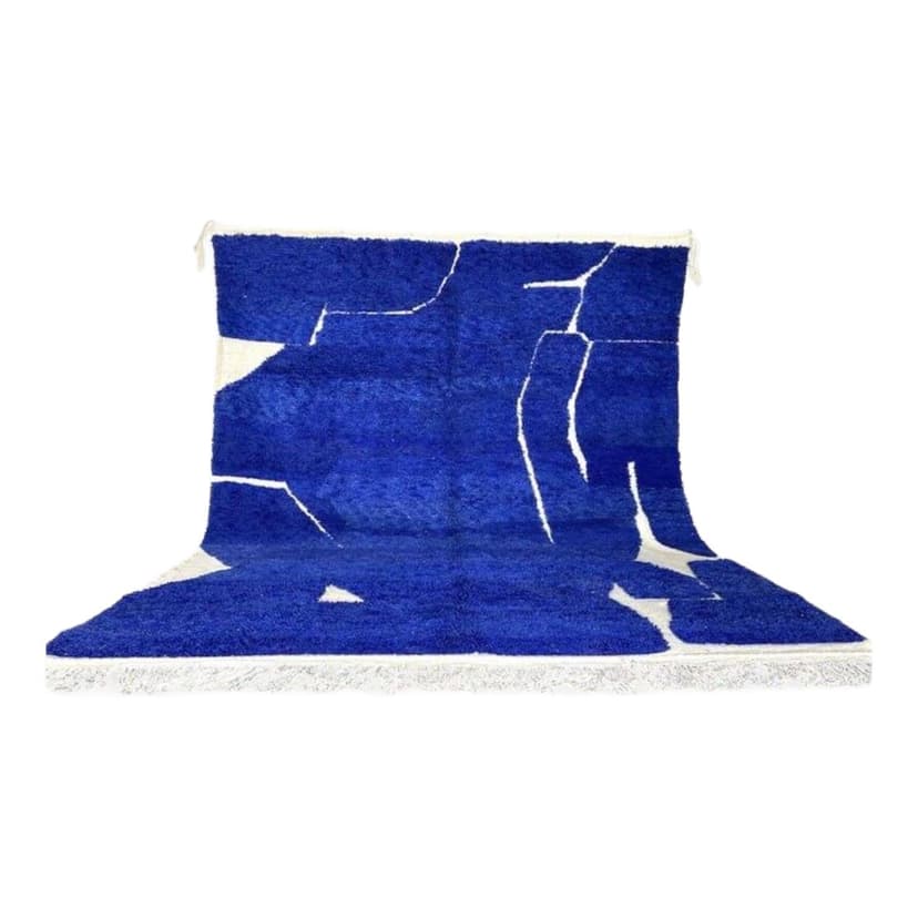 Ręcznie tkany dywan 150x250 cm, wełna, niebieski, biały, Maroko