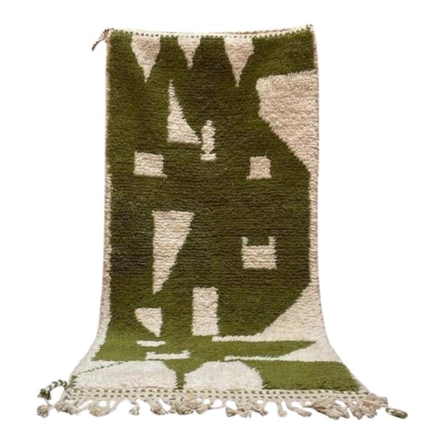 Ręcznie tkany dywan 140x260 cm, wełna, oliwkowy, Maroko - WYMIARY