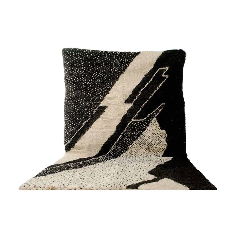 Ręcznie tkany dywan 140x260 cm, wełna, czarny, biały, Maroko