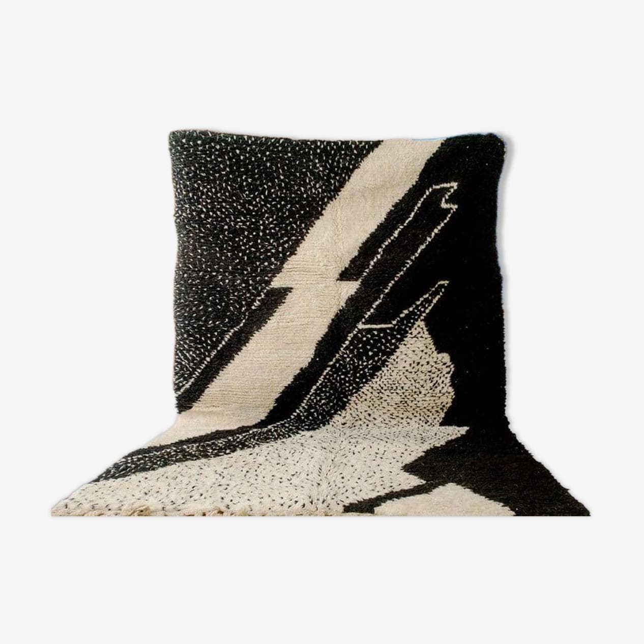 Ręcznie tkany dywan 140x260 cm, wełna, czarny, biały, Maroko - 207767