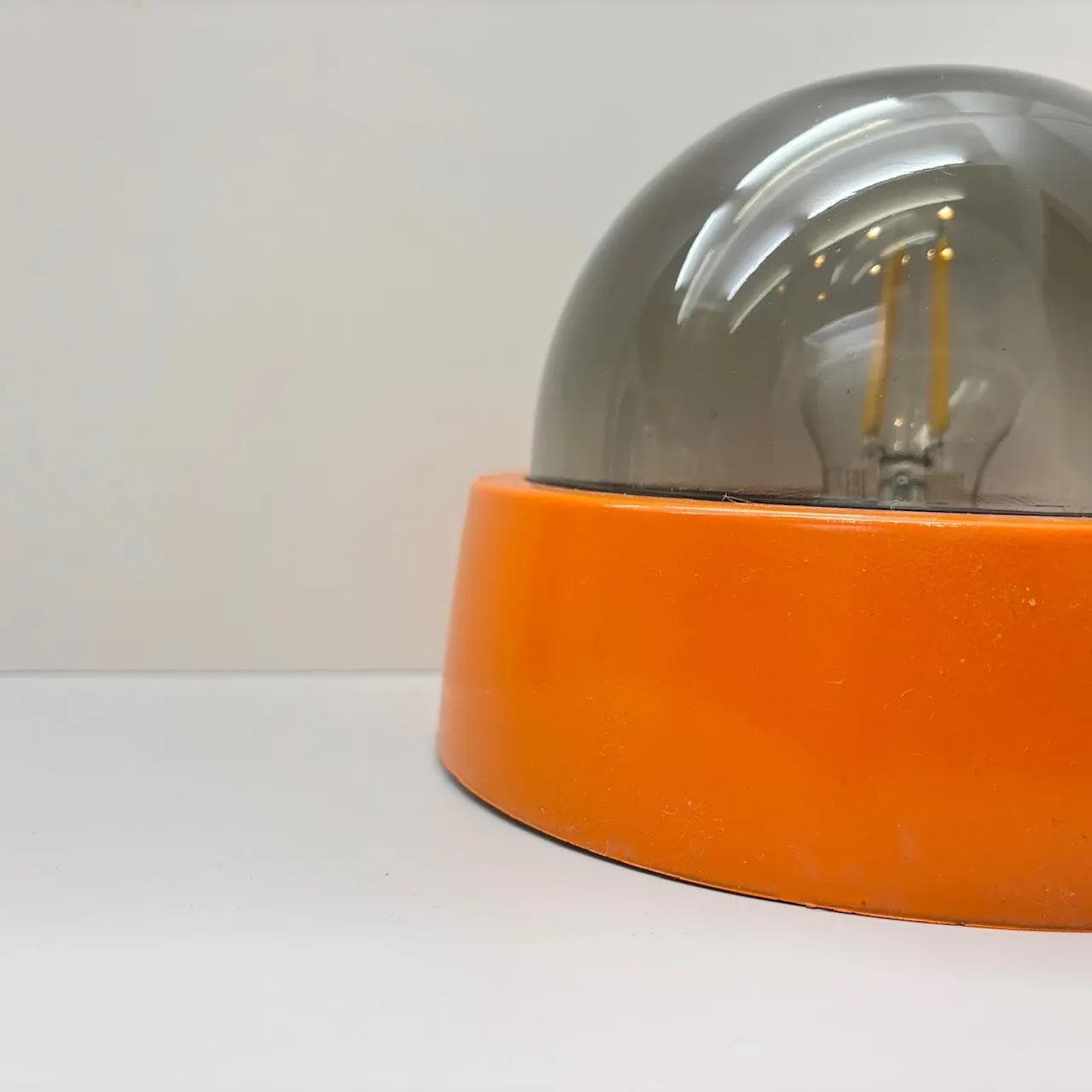 Orange Space Age Glass and Plastic Wall or Ceiling Lamp, Germany, 1970s - 15085