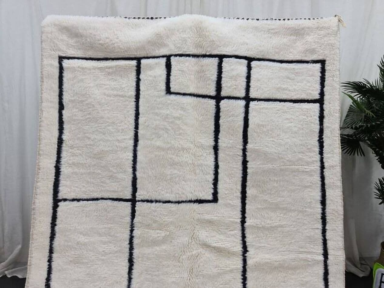 Ręcznie tkany dywan 150x260 cm, wełna, biały, Maroko - 207715