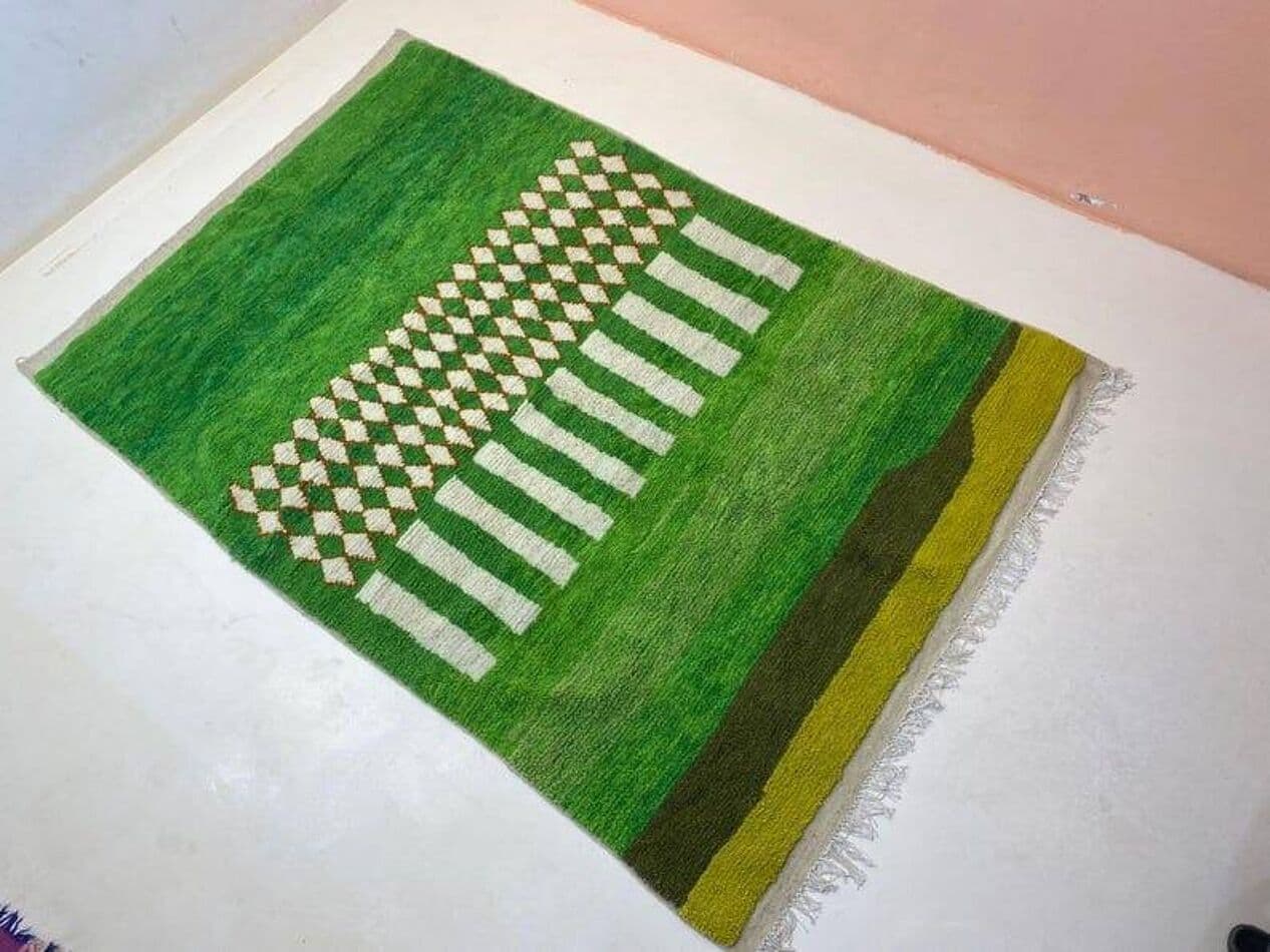 Ręcznie tkany dywan 150x250 cm, wełna, zielony, Maroko - 207665