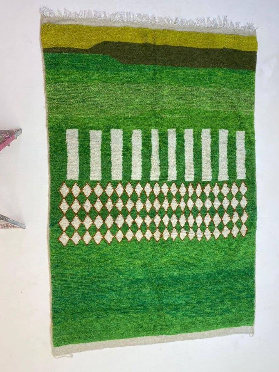 Ręcznie tkany dywan 150x250 cm, wełna, zielony, Maroko - 207662