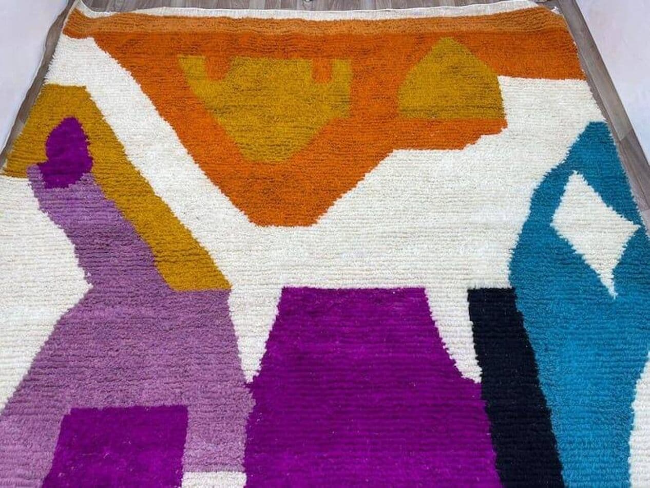 Ręcznie tkany dywan 145x255 cm, wełna, multikolor, Maroko - 207635