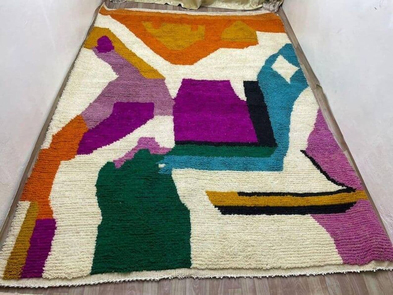 Ręcznie tkany dywan 145x255 cm, wełna, multikolor, Maroko - 207636