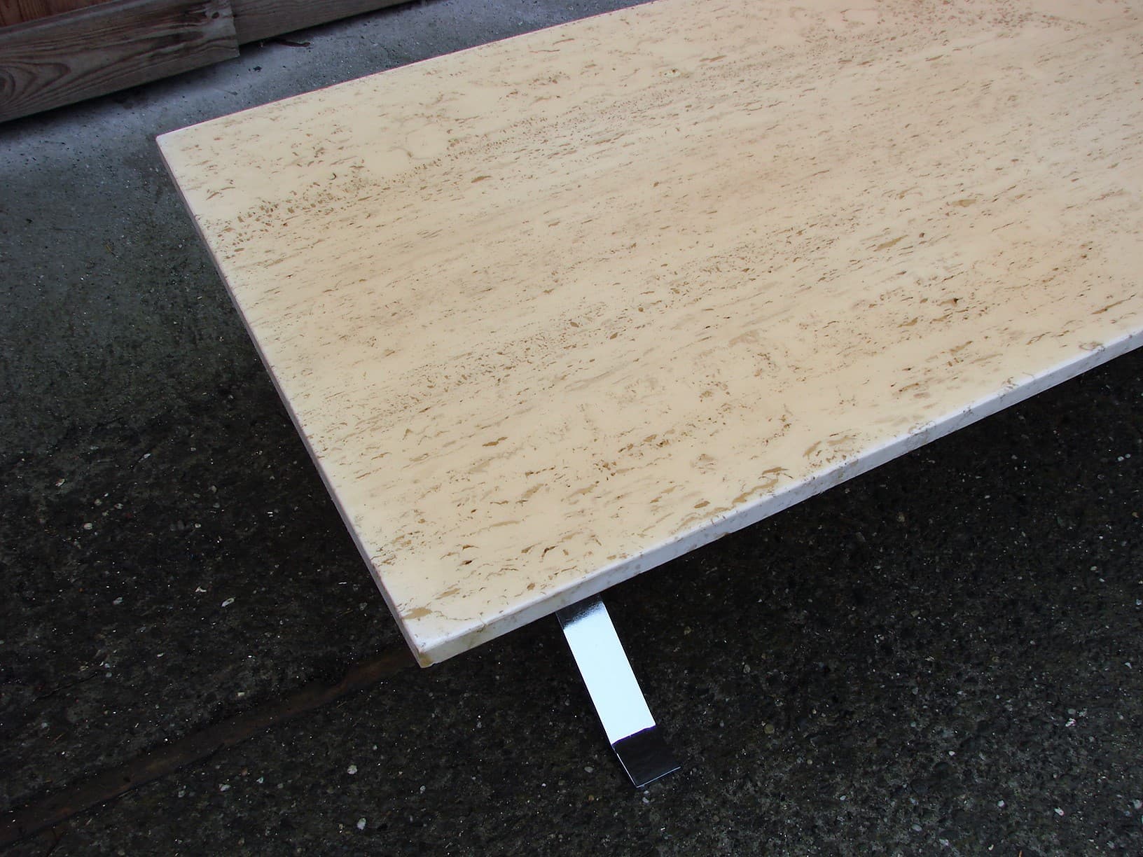 Coffee table, beige travertine, chrome steel, 1970s - 207604