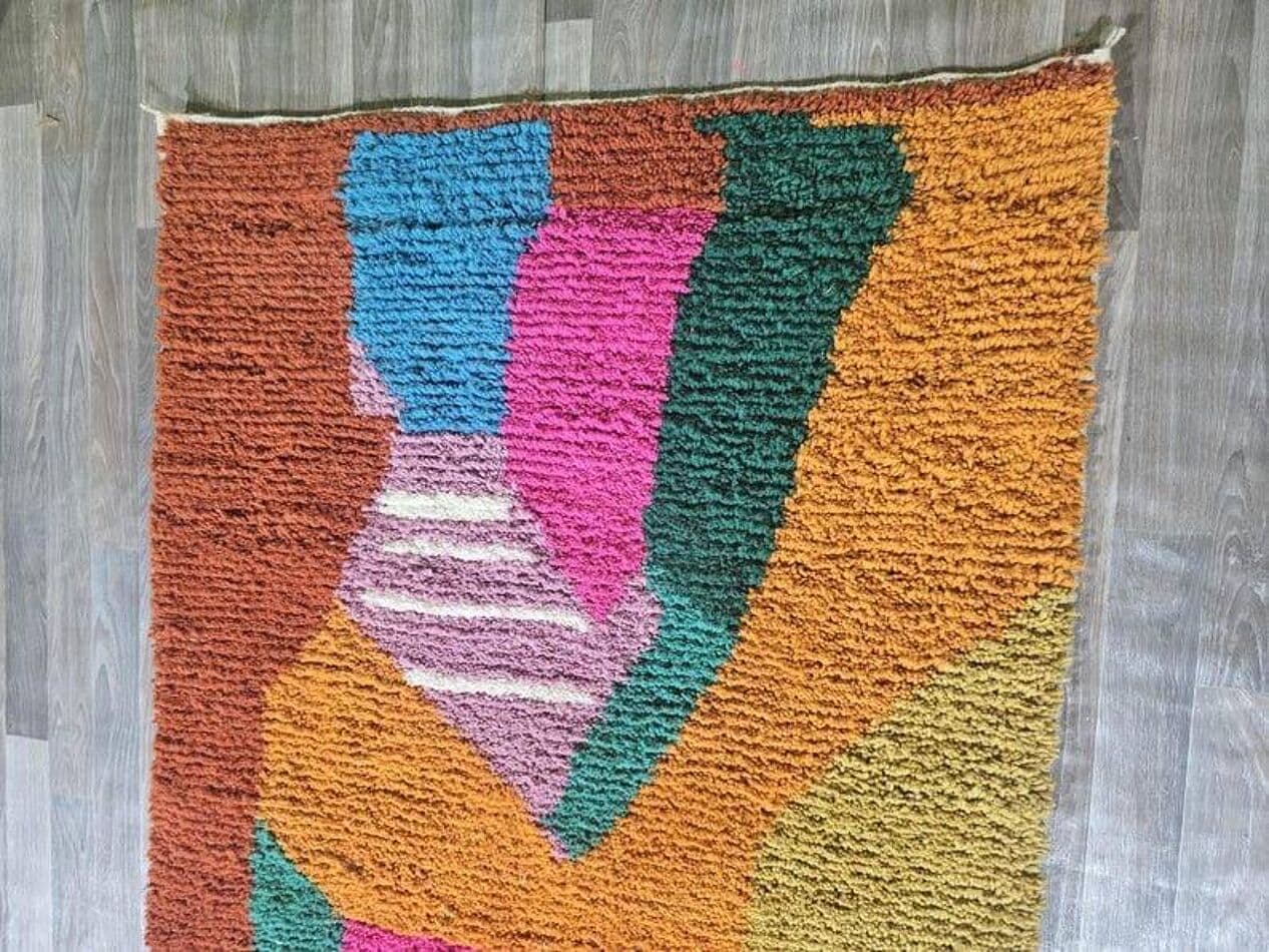 Handmade rug 100x200 cm, wool, multicolor, Morocco - 207630