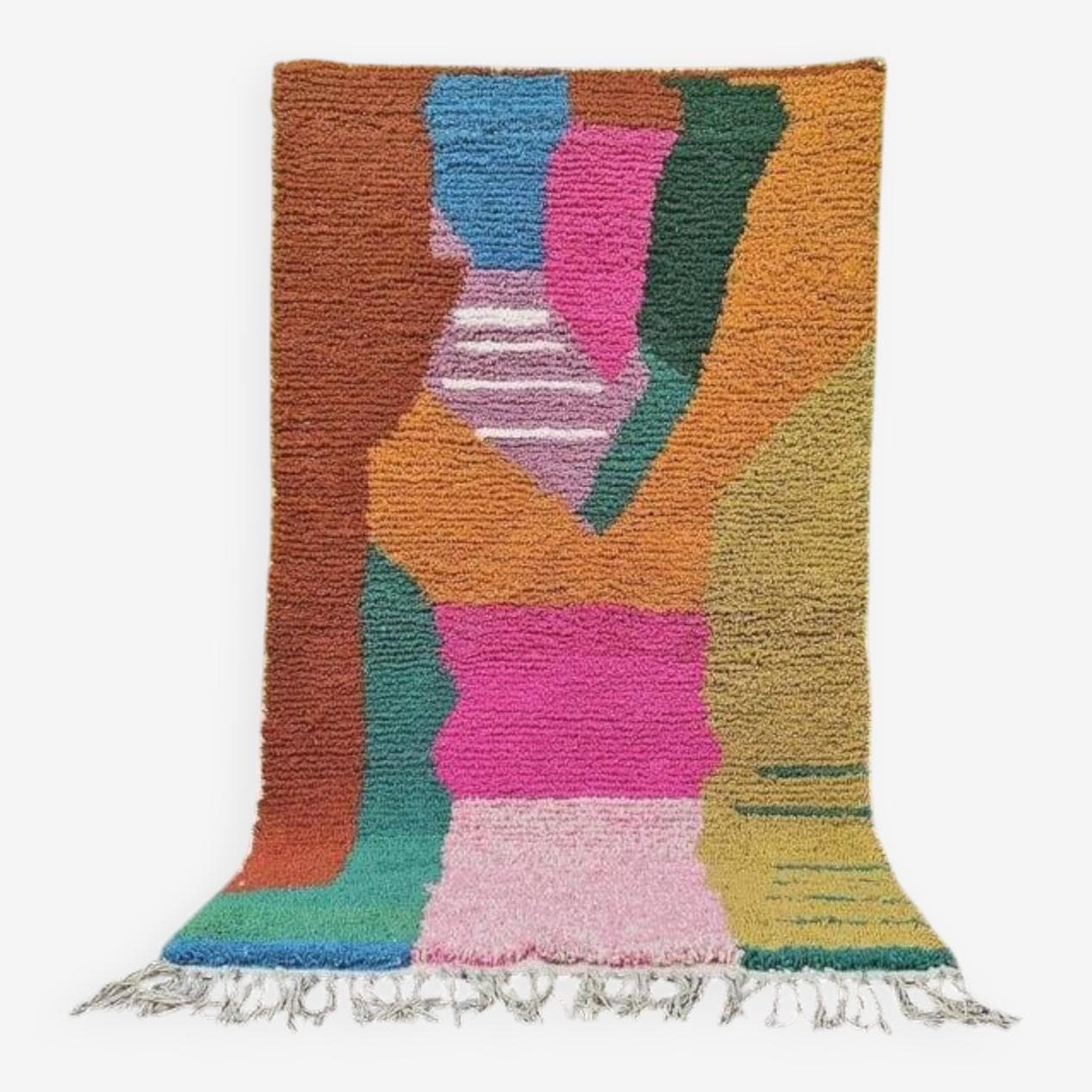 Handmade rug 100x200 cm, wool, multicolor, Morocco - 207625