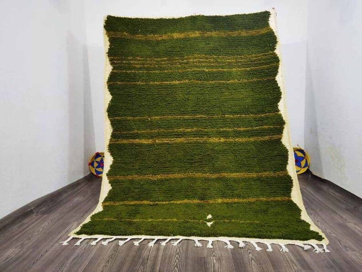 Handwoven rug 150x250 cm, wool, olive, Morocco - 209167